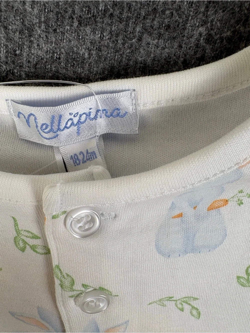 NWT Nellapima 100% Peruvian Pima Cotton 18-24 White Bunny Rabbit PJ Set